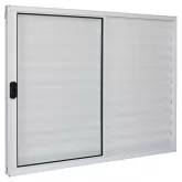 Janela de Alumínio Branco Veneziana de Correr 3 Folhas Sem Grade CMC Esquadrias Linha Modular