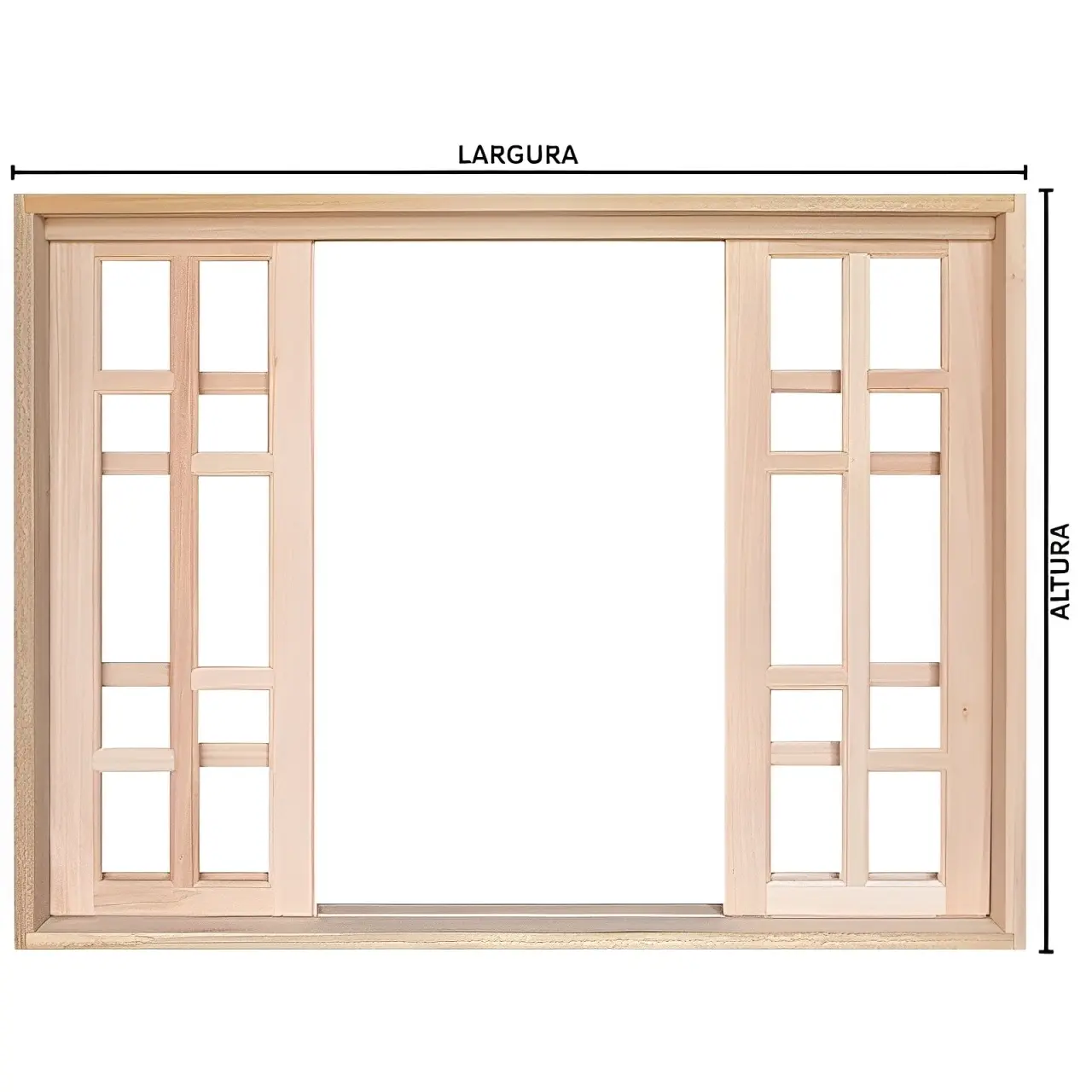 Janela de Madeira Vitro de Correr Beni Reto Padrão Cedro Batentes de - 4